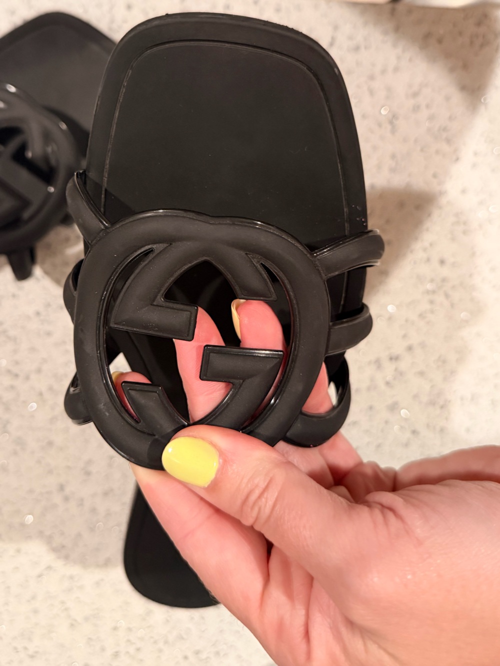 Gucci Matte Black Interlocking G Slide Sandals - Picture 3 of 6